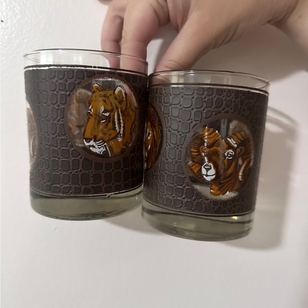Set vintage Libbey safari Animal Print Glass Tumblers